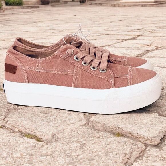 NWT Blowfish Malibu LEXINE 7.5 Dusty Pink Distressed Stitched Platform Sneakers - Picture 13 of 15